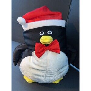 Moshi Microbead Penguin Christmas Hat 13" Squishy Plush Rare Red Bow tie